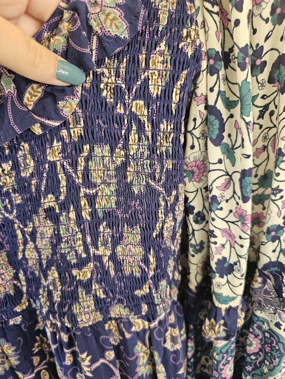 Spell Clairvoyant Bohemian Floral Long-Sleeve Mini Dress in Blue - Picture 7 of 8